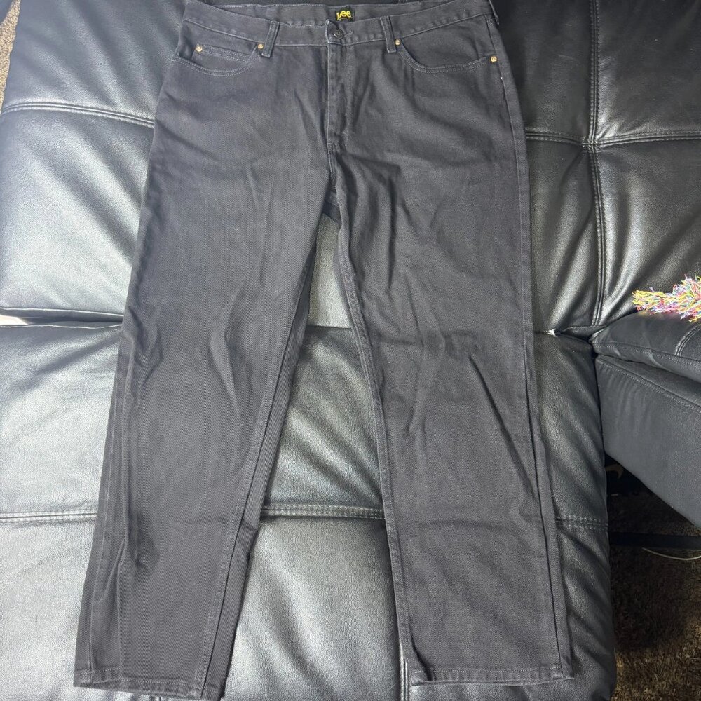 Lee Men's Relaxed Fit Straight Leg Jeans Gray Denim Flat Front 5-Pocket‎ 40x30